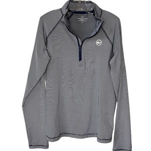 Vineyard Vines Boys Blue Depth Stripe Sankaty Half-Zip Pullover Size Large